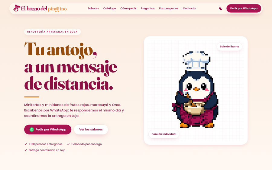 Vista previa del sitio de El Horno del Pingüino